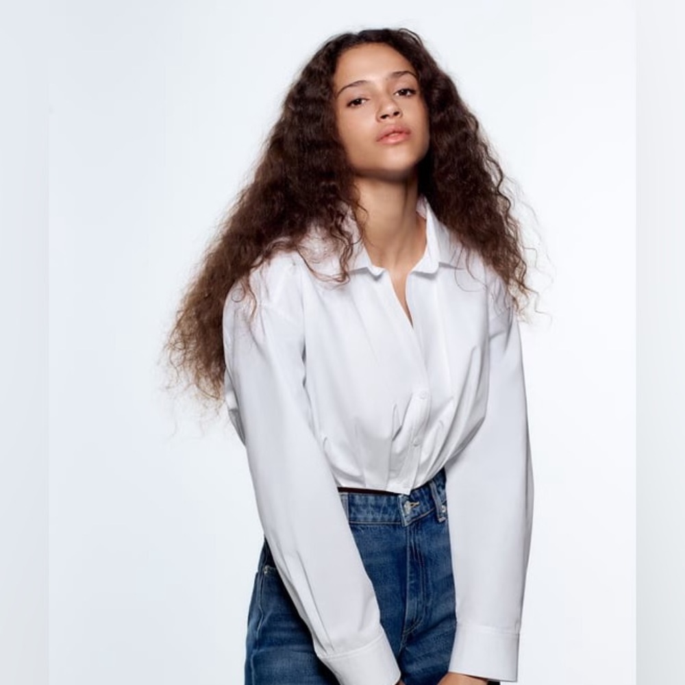 Zara cropped poplin top